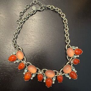 Elegant Silver and Orange Statement Necklace